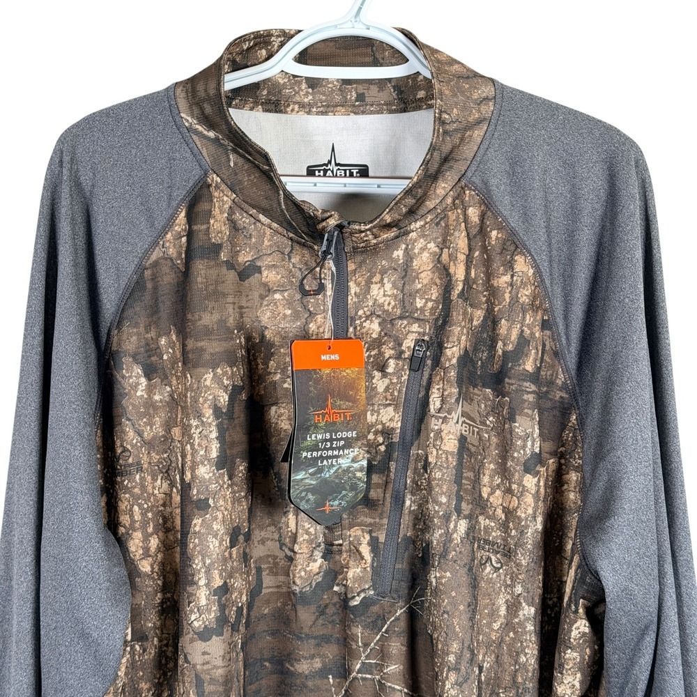 Habit Lewis Lodge 1/3 Zip Performance Layer Mens 2XL‎ Camo Scent Factor Hunting